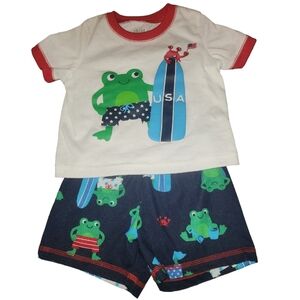 Carter's 12M 2 piece boys set- frog- red white blue